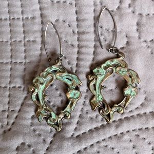 Metal & Turquoise abstract earrings